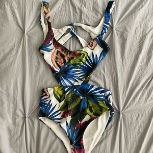 Tropical Cutout One Piece Swimsuit